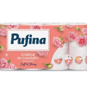 Hârtie igienică Pufina Trandafiri 8 role
